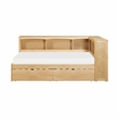 Lexicon Contemporary Twin Bookcase Corner Bed with Storage Boxes in Natural Pine