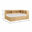 Lexicon Contemporary Twin Bookcase Corner Bed with Storage Boxes in Natural Pine