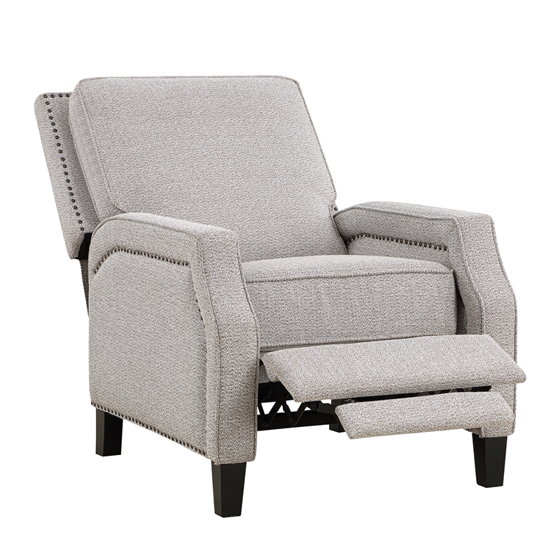Lexicon Berenson Fabric Upholstered Push Back Recliner in Coconut Color
