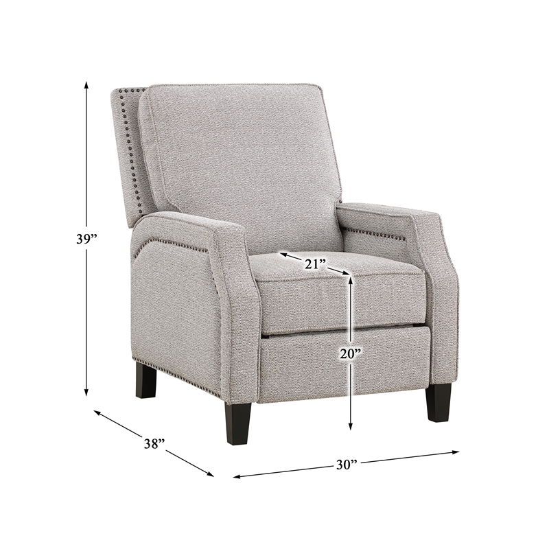 Lexicon Berenson Fabric Upholstered Push Back Recliner in Coconut Color