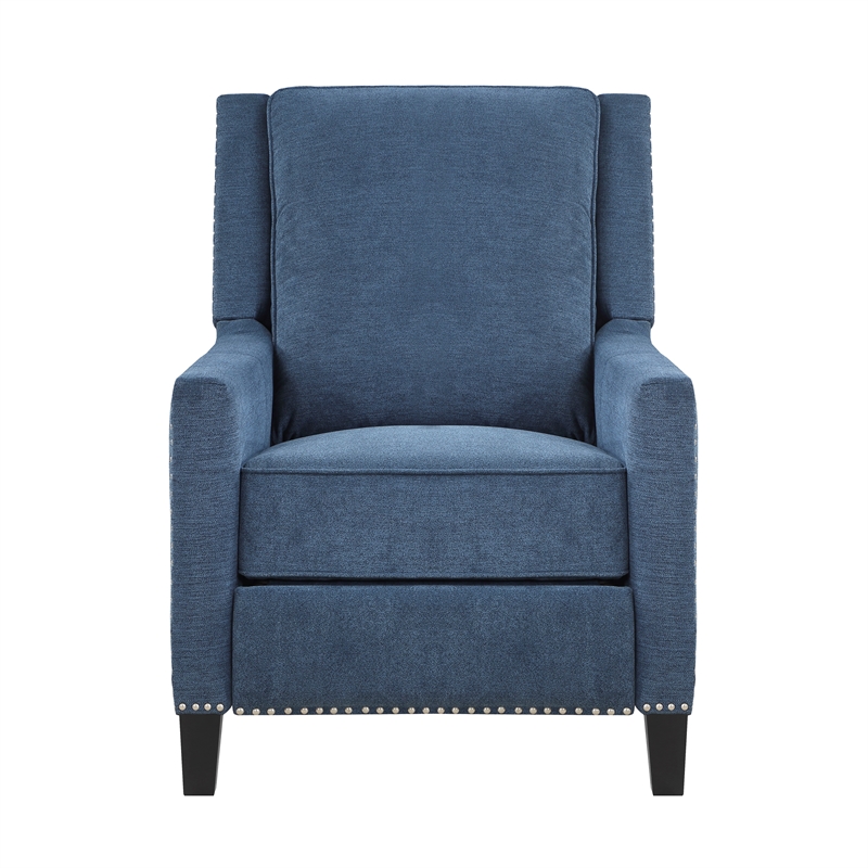 Lexicon Banks Fabric Upholstered Push Back Recliner in Blue Color