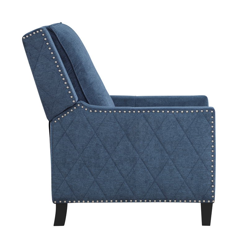 Lexicon Banks Fabric Upholstered Push Back Recliner in Blue Color