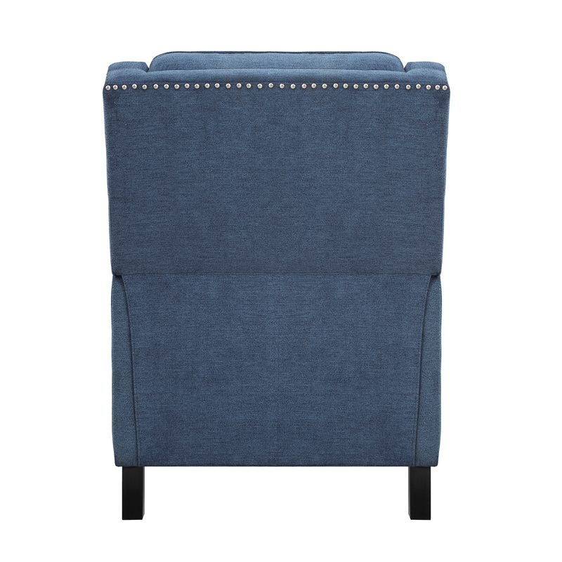 Lexicon Banks Fabric Upholstered Push Back Recliner in Blue Color