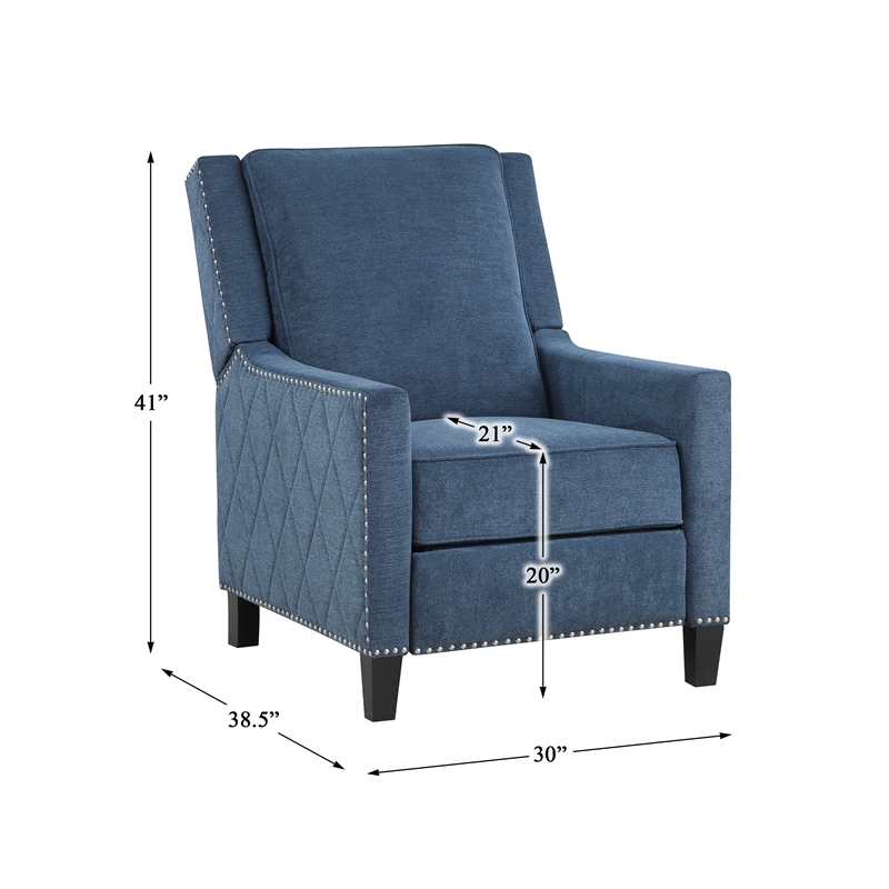Lexicon Banks Fabric Upholstered Push Back Recliner in Blue Color
