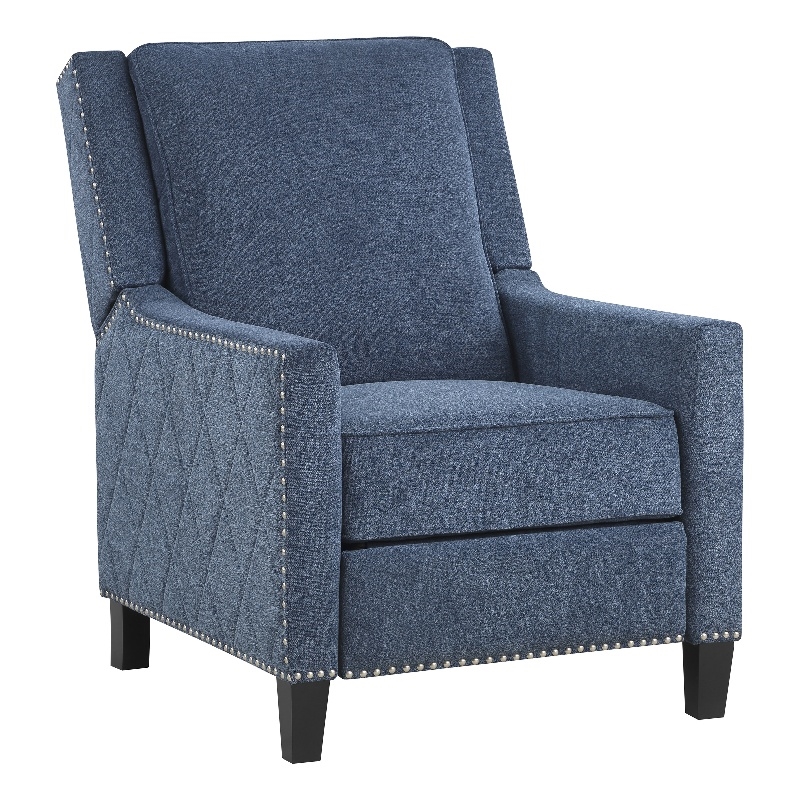 Lexicon Banks Fabric Upholstered Push Back Recliner in Blue Color
