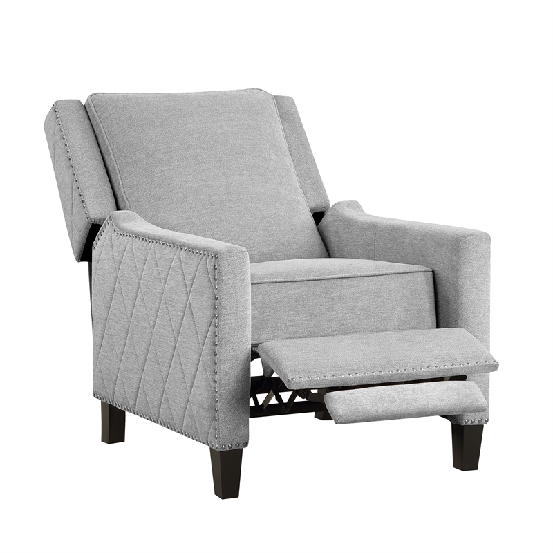 Lexicon Banks Fabric Upholstered Push Back Recliner in Gray Color