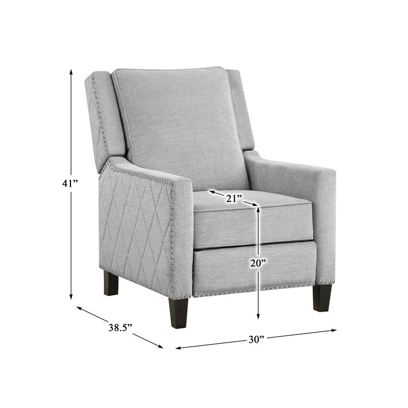 Lexicon Banks Fabric Upholstered Push Back Recliner in Gray Color