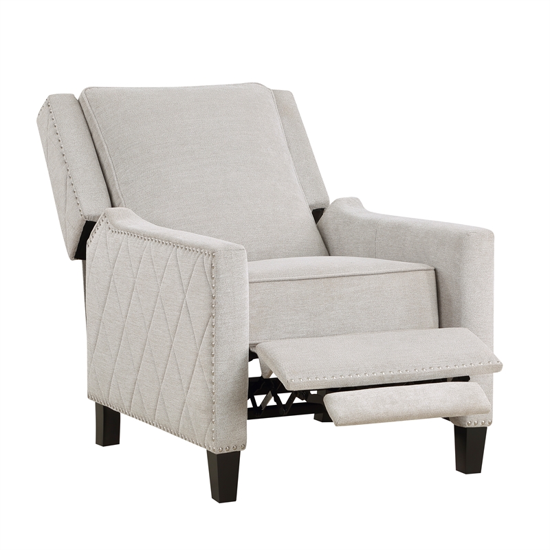 Lexicon Banks Fabric Upholstered Push Back Recliner in Sand Color