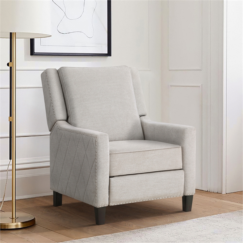 Lexicon Banks Fabric Upholstered Push Back Recliner in Sand Color