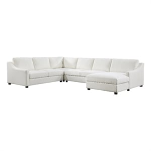 Lexicon Zayden 4-Piece Plywood and Fabric Sectional with Right Chaise in Ivory