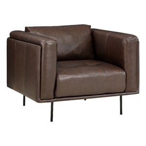 Lexicon Soren 18&quot Modern Plywood and Leather Chair in Brown Finish