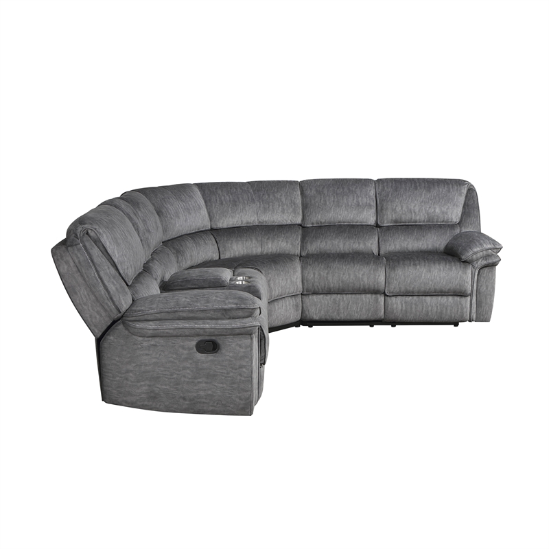 Lexicon Muirfield 3-Piece Plywood and Fabric Reclining Sectional in Gray