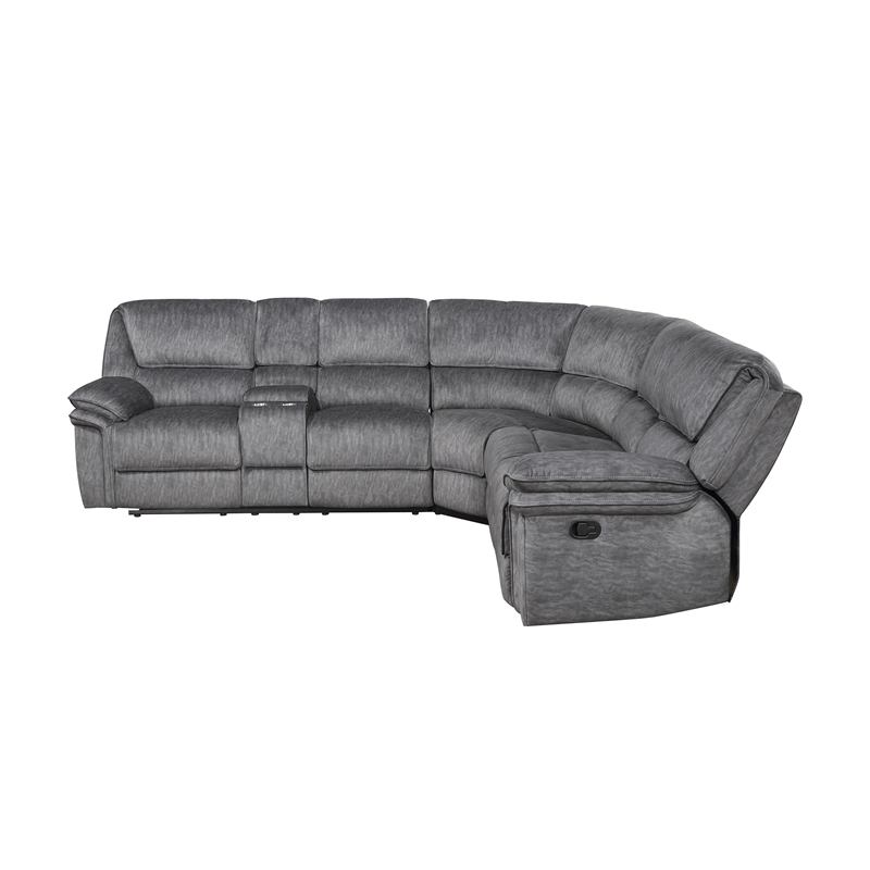 Lexicon Muirfield 3-Piece Plywood and Fabric Reclining Sectional in Gray
