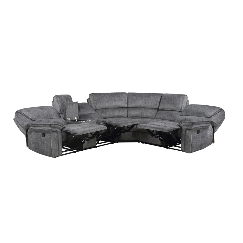 Lexicon Muirfield 3-Piece Plywood and Fabric Reclining Sectional in Gray