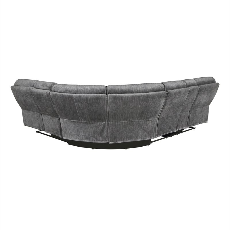 Lexicon Muirfield 3-Piece Plywood and Fabric Reclining Sectional in Gray