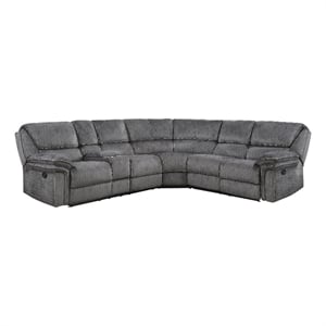 Lexicon Muirfield 3-Piece Plywood and Fabric Reclining Sectional in Gray