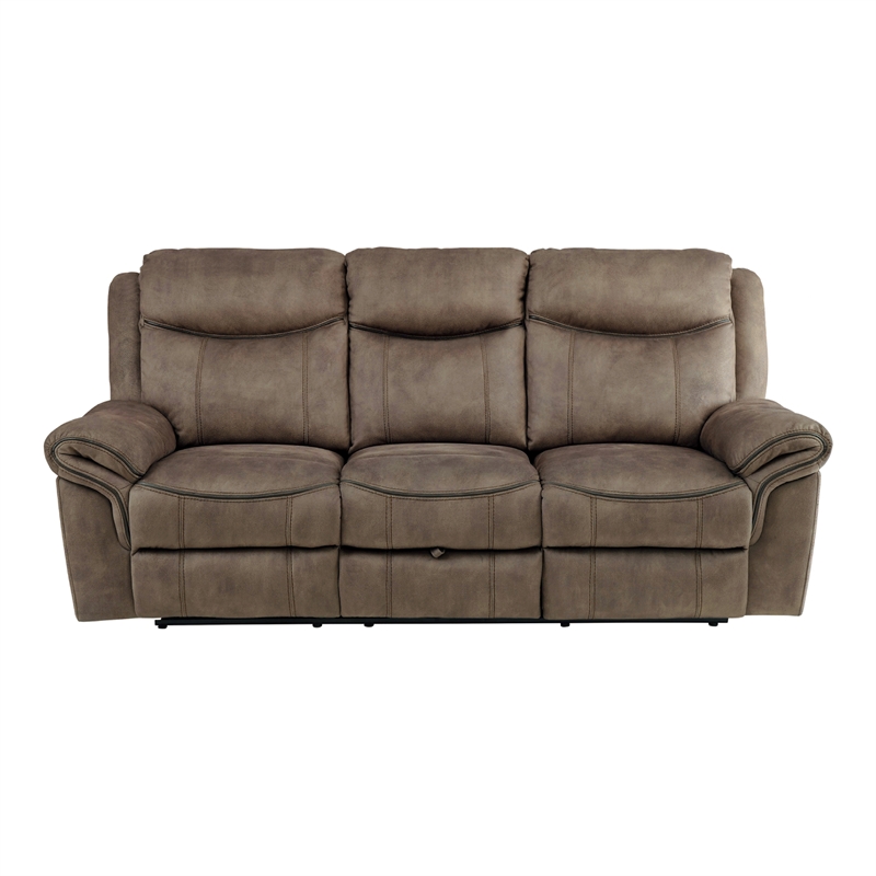 Lexicon Aram Microfiber 2-Piece Upholstered Manual Reclining Sofa Set in Brown