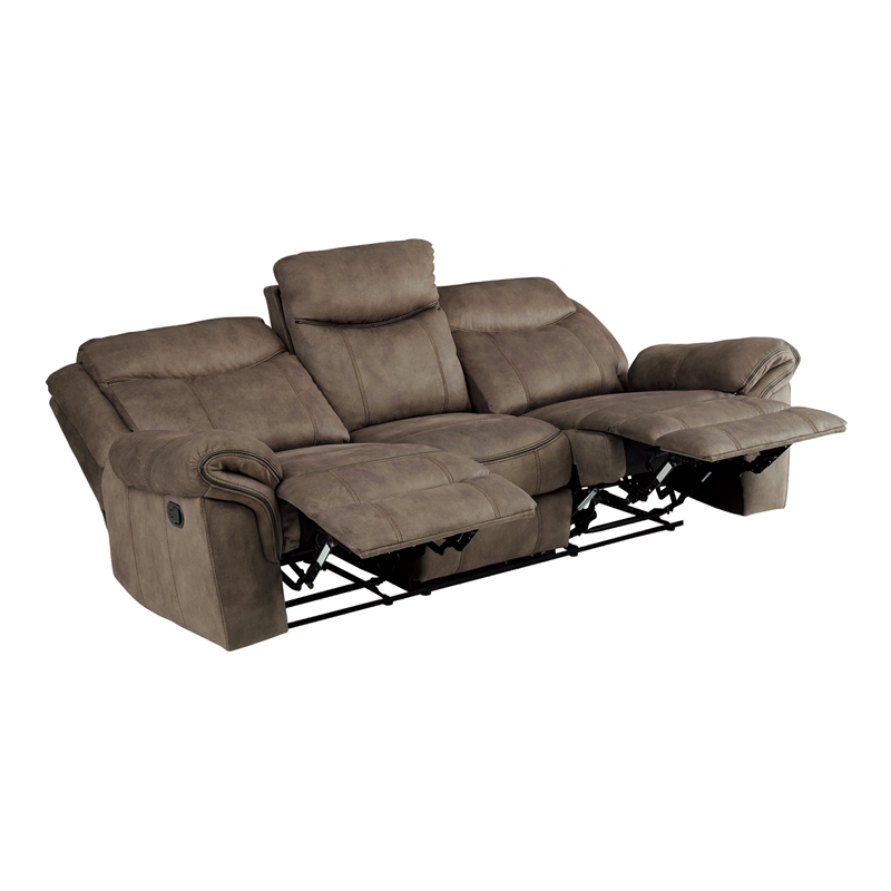 Lexicon Aram Microfiber 2-Piece Upholstered Manual Reclining Sofa Set in Brown