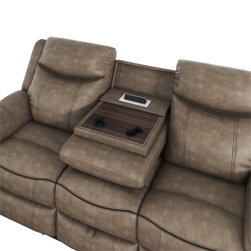 Lexicon Aram Microfiber 2-Piece Upholstered Manual Reclining Sofa Set in Brown