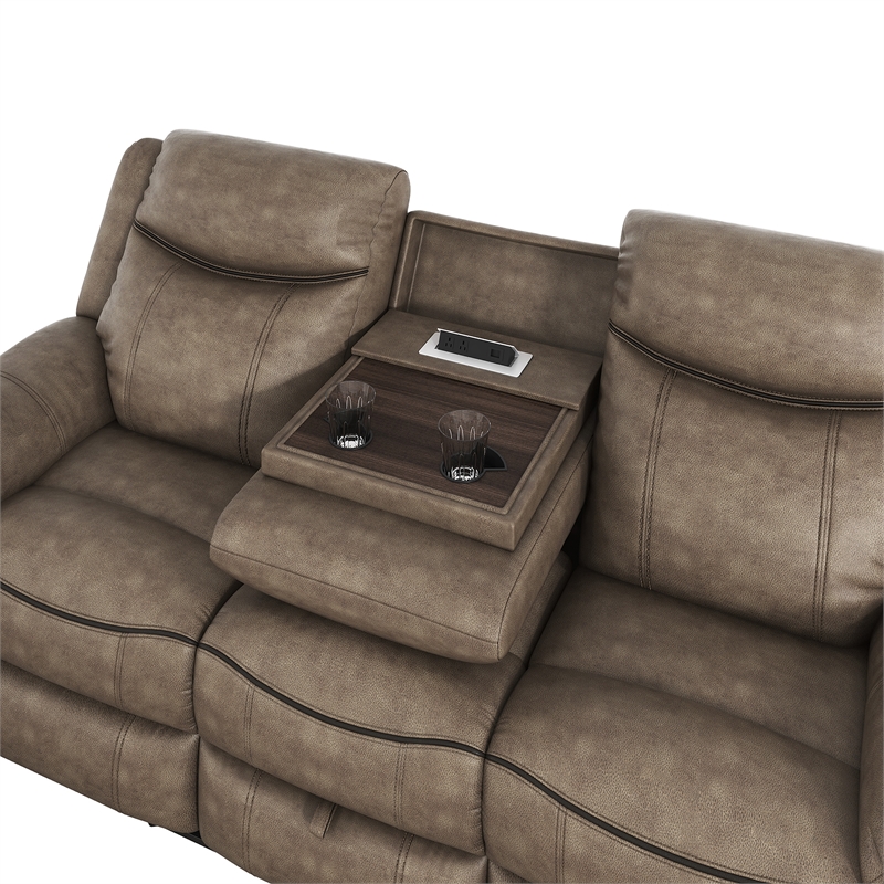 Lexicon Aram Microfiber 2-Piece Upholstered Manual Reclining Sofa Set in Brown