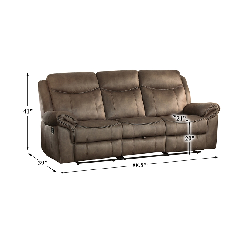 Lexicon Aram Microfiber 2-Piece Upholstered Manual Reclining Sofa Set in Brown