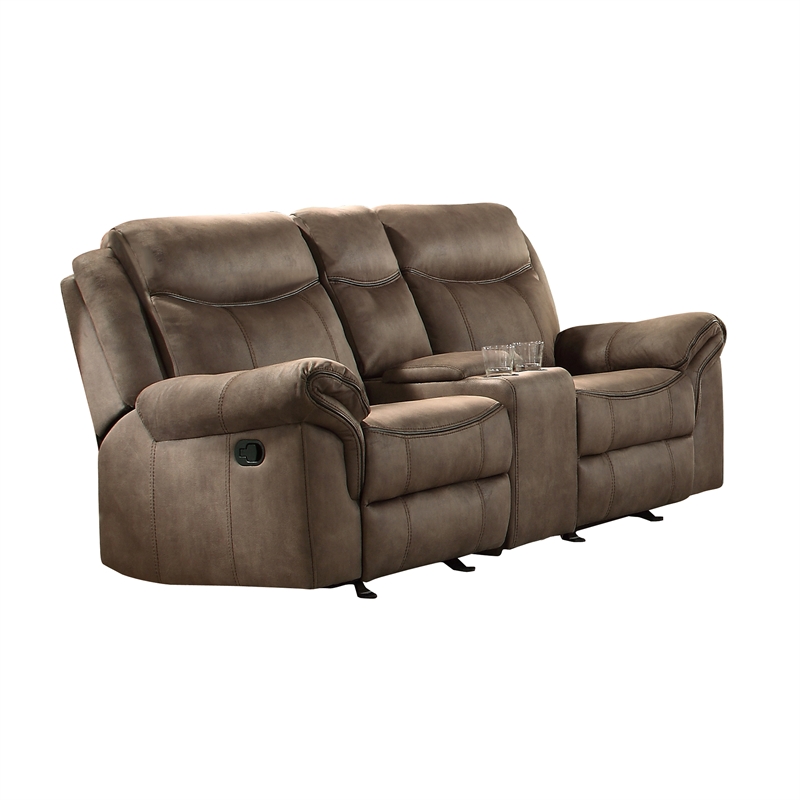 Lexicon Aram Microfiber 2-Piece Upholstered Manual Reclining Sofa Set in Brown