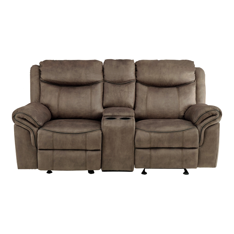 Lexicon Aram Microfiber 2-Piece Upholstered Manual Reclining Sofa Set in Brown