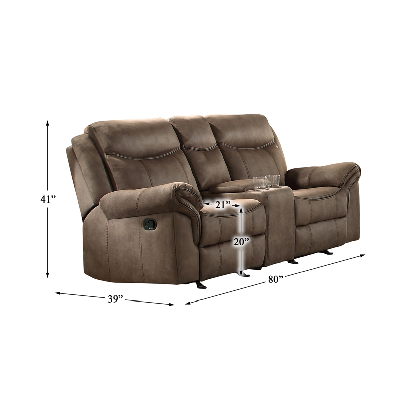 Lexicon Aram Microfiber 2-Piece Upholstered Manual Reclining Sofa Set in Brown