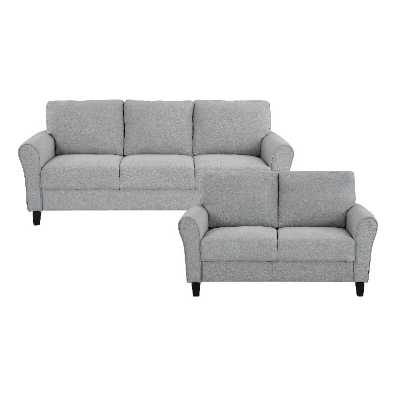 Lexicon Ellery Textured Fabric 2-Piece Upholstered Sofa Set in Dark Gray