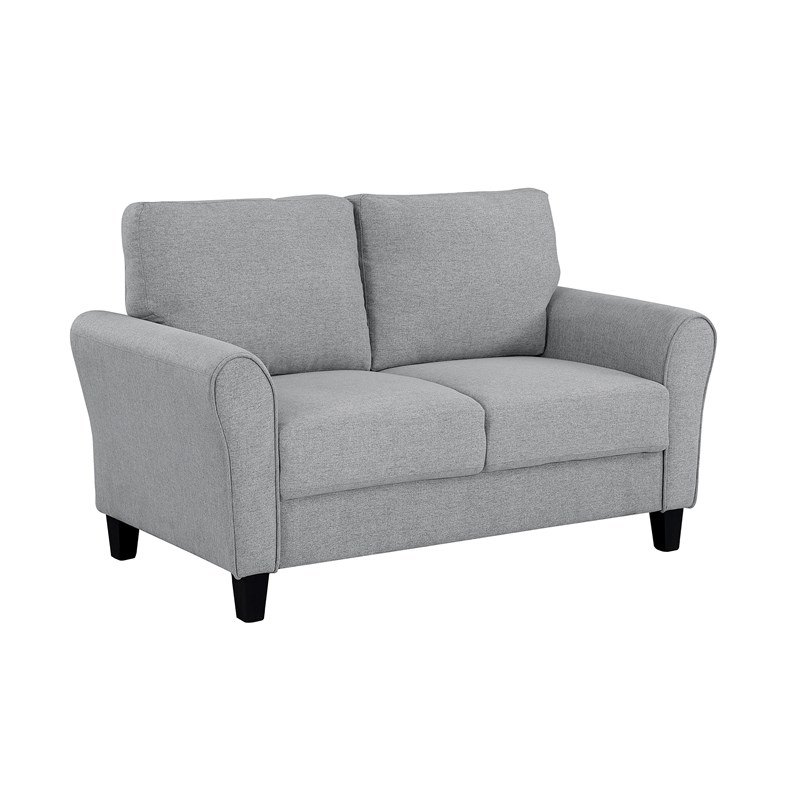 Lexicon Ellery Textured Fabric 2-Piece Upholstered Sofa Set in Dark Gray