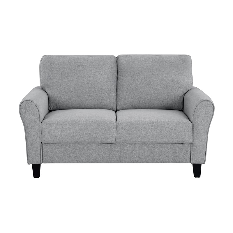 Lexicon Ellery Textured Fabric 2-Piece Upholstered Sofa Set in Dark Gray