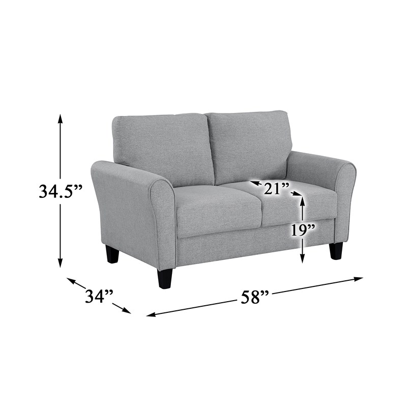 Lexicon Ellery Textured Fabric 2-Piece Upholstered Sofa Set in Dark Gray