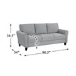 Lexicon Ellery Textured Fabric 2-Piece Upholstered Sofa Set in Dark Gray