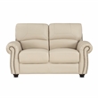 Lexicon Foxborough Leather 2-Piece Upholstered Sofa Set in Cream