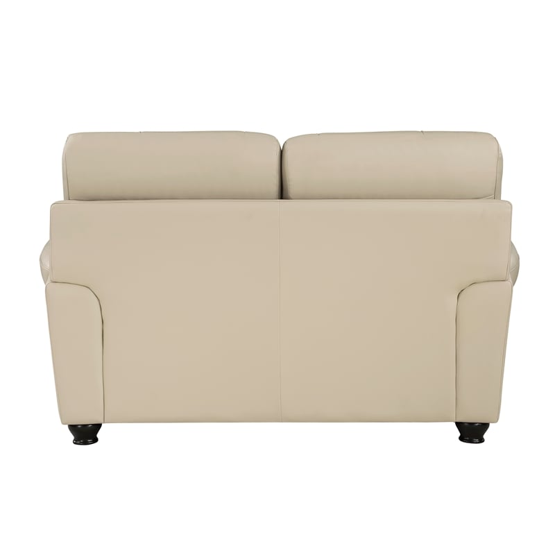 Lexicon Foxborough Leather 2-Piece Upholstered Sofa Set in Cream