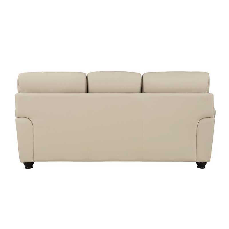 Lexicon Foxborough Leather 2-Piece Upholstered Sofa Set in Cream