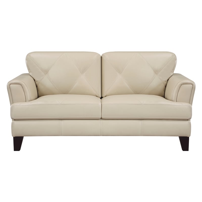 Lexicon Thierry Leather 2-Piece Upholstered Sofa Set in Cream