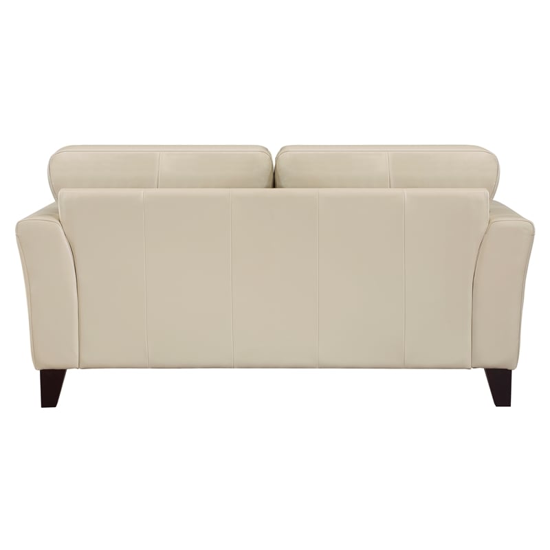Lexicon Thierry Leather 2-Piece Upholstered Sofa Set in Cream