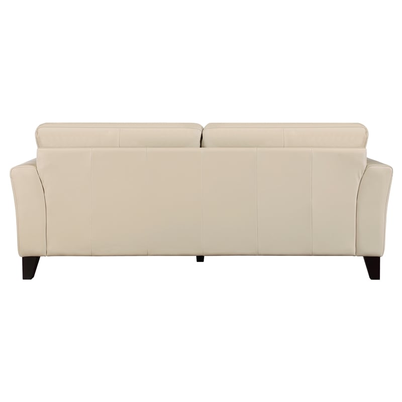 Lexicon Thierry Leather 2-Piece Upholstered Sofa Set in Cream