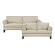 Lexicon Thierry Leather 2-Piece Upholstered Sofa Set in Cream