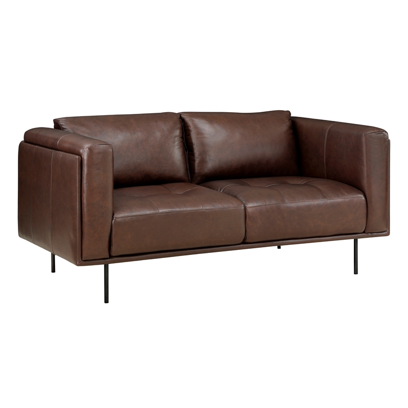 Lexicon Soren Leather 2-Piece Upholstered Sofa Set in Brown