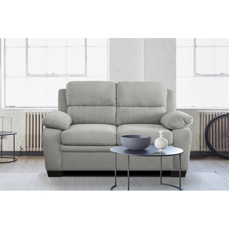 Lexicon Holleman Textured Fabric 2-Piece Upholstered Sofa Set in Light Gray