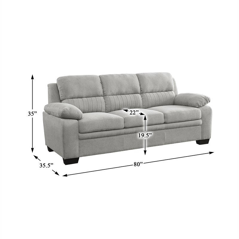 Lexicon Holleman Textured Fabric 2-Piece Upholstered Sofa Set in Light Gray
