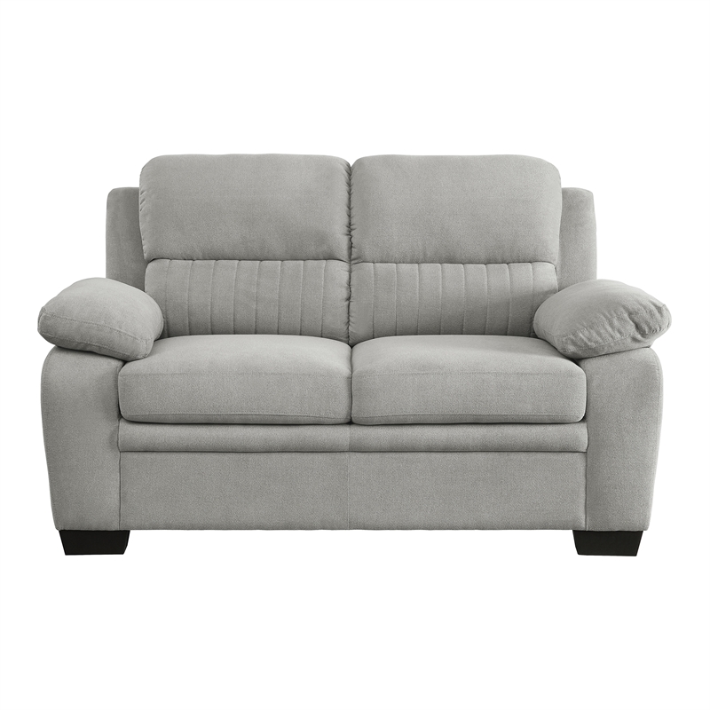Lexicon Holleman Textured Fabric 2-Piece Upholstered Sofa Set in Light Gray