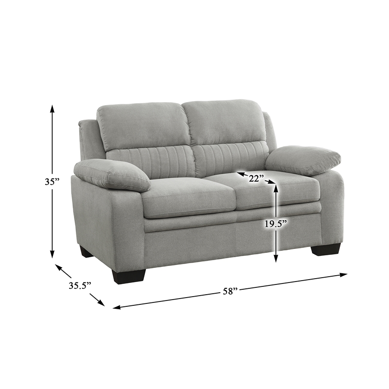 Lexicon Holleman Textured Fabric 2-Piece Upholstered Sofa Set in Light Gray