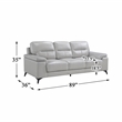 Lexicon Mischa Leather 2-Piece Upholstered Sofa Set in Silver Gray