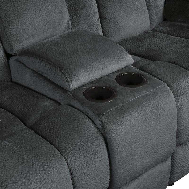 Lexicon Laurelton Microfiber 2-Piece Manual Reclining Sofa Set in Charcoal