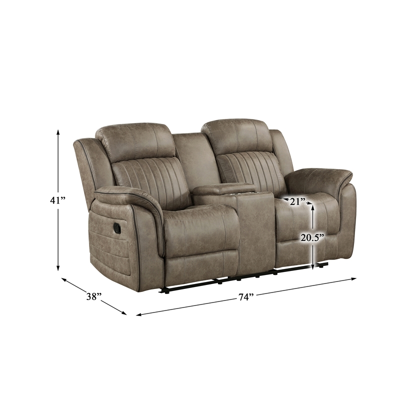 Lexicon Centeroak Microfiber 2-Piece Manual Reclining Sofa Set in Sandy Brown
