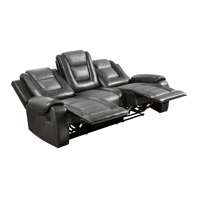 Lexicon Briscoe Faux Leather 2-Piece Manual Reclining Sofa Set in Gray
