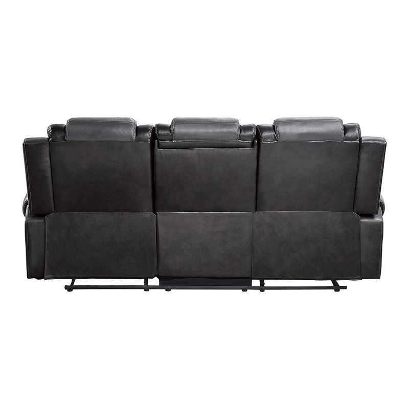 Lexicon Briscoe Faux Leather 2-Piece Manual Reclining Sofa Set in Gray